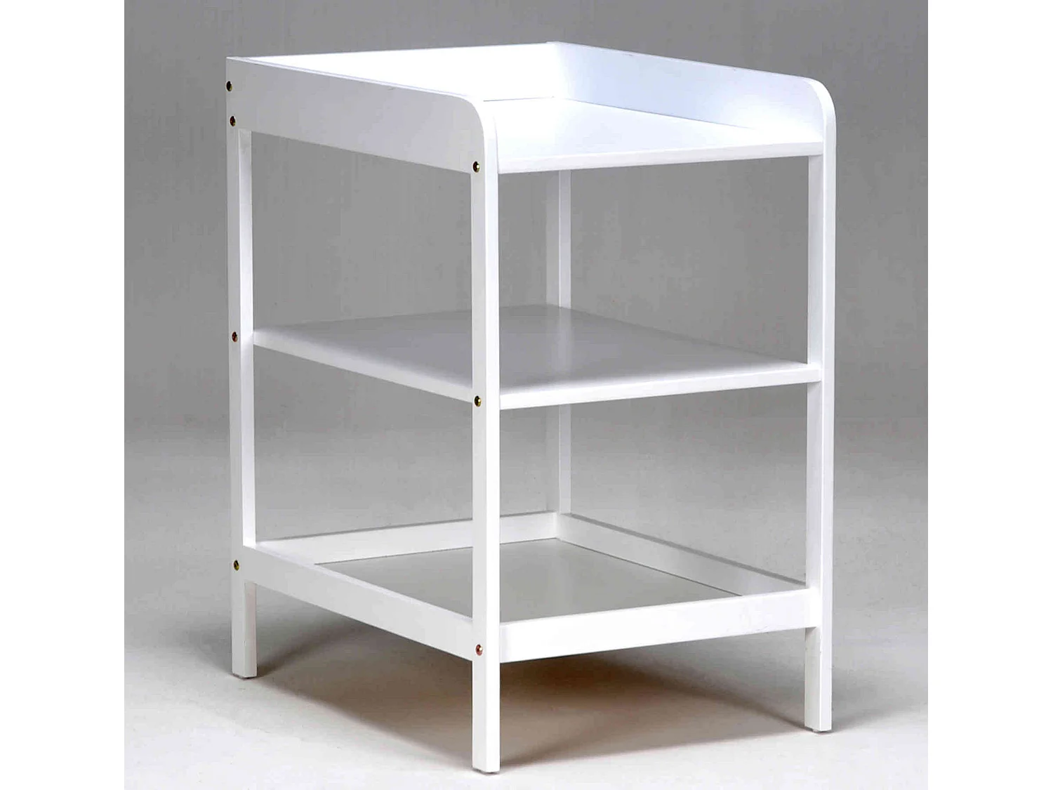 Table à langer en bois massif blanc avec 2 étagères de rangement LUDO