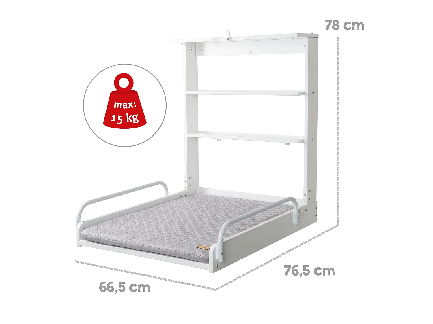 Table à langer murale en bois blanc Roba + matelas à langer