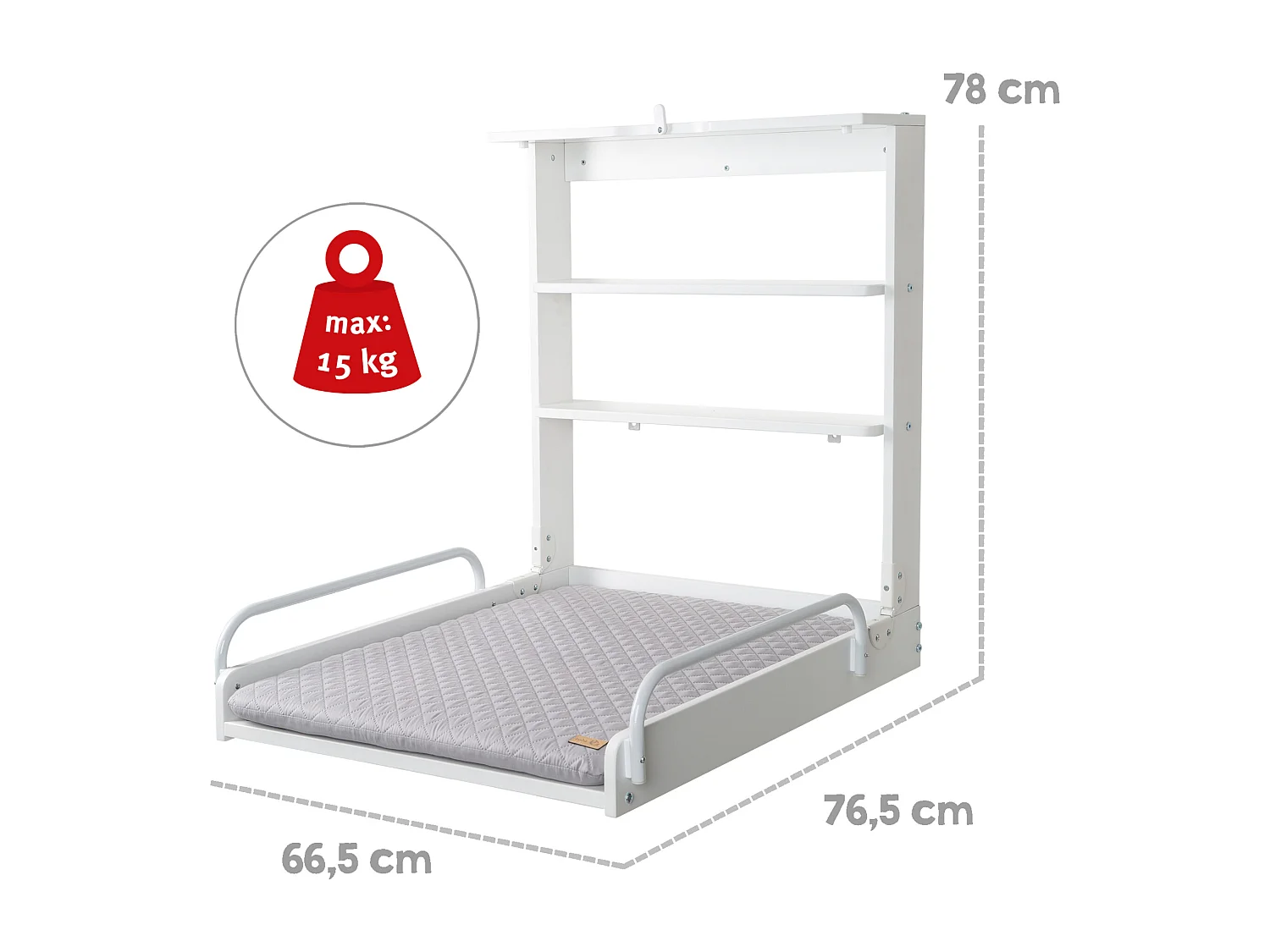 Table à langer murale en bois blanc Roba + matelas à langer