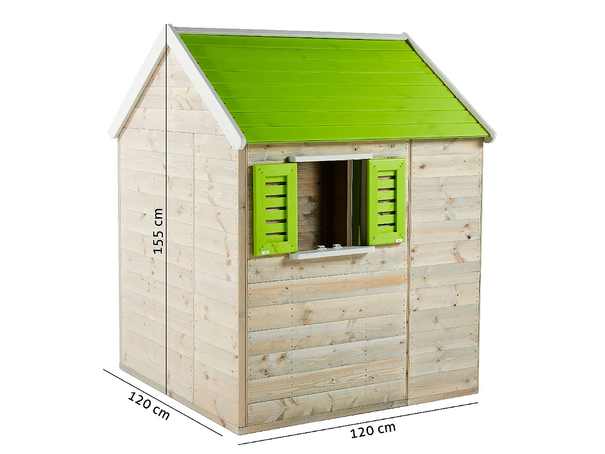 Kangui - Maison de jardin enfant extérieur - Cabane en Bois avec plancher - Toit étanche - Vert et Blanc