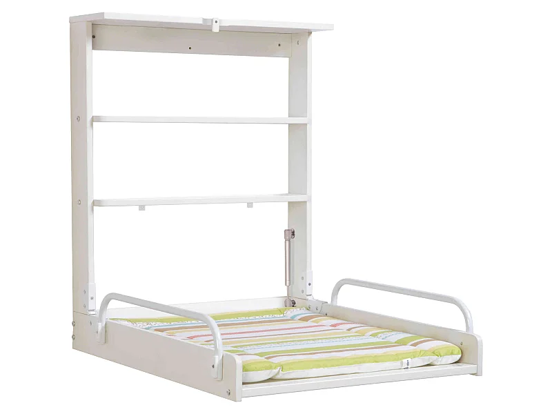 Table à langer murale en bois blanc avec matelas à langer 50x70