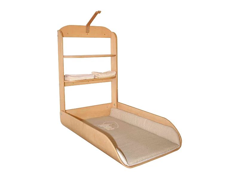 Table à langer murale en bois imitation chêne clair