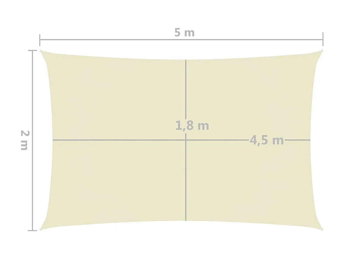Toldo vela parasol rectangular tela Oxford 2 x 5 m crema 02_0009632