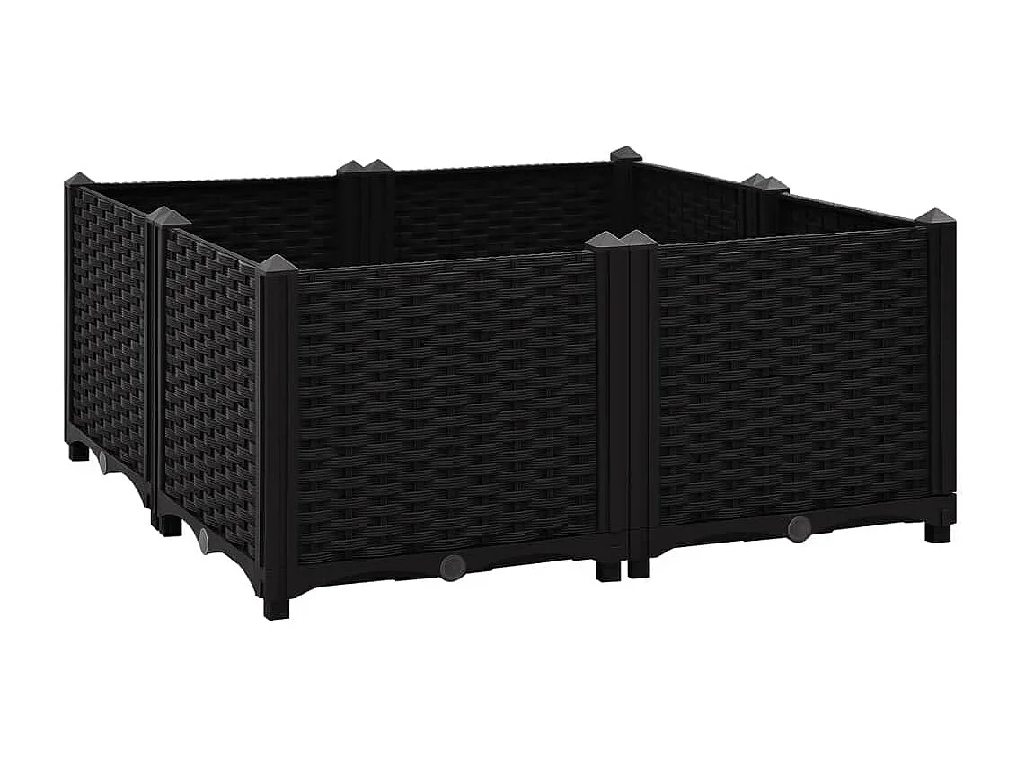 Jardinière lit surélevé plantes noire 80 x 80 x 38 cm 02_0000959