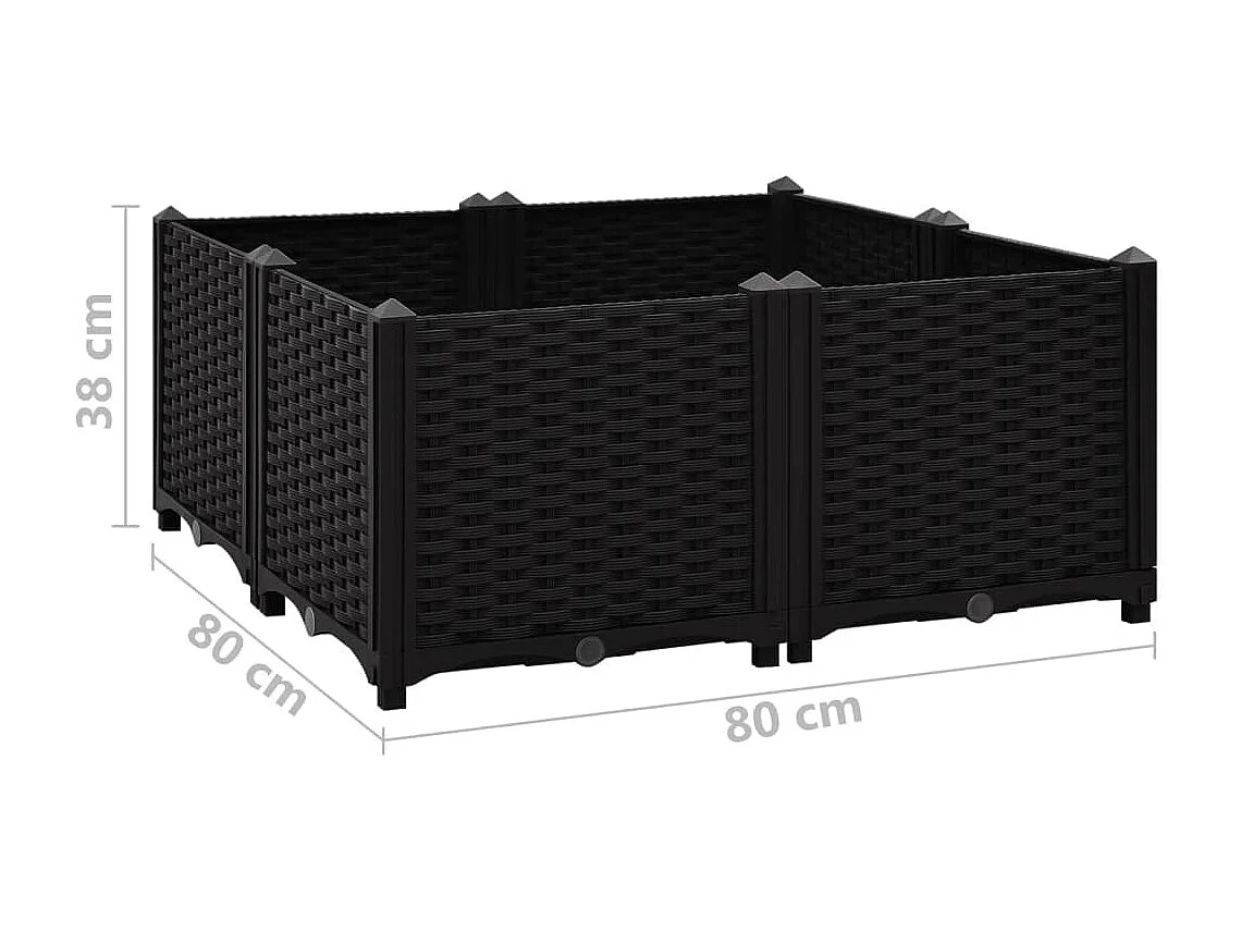Jardinière lit surélevé plantes noire 80 x 80 x 38 cm 02_0000959