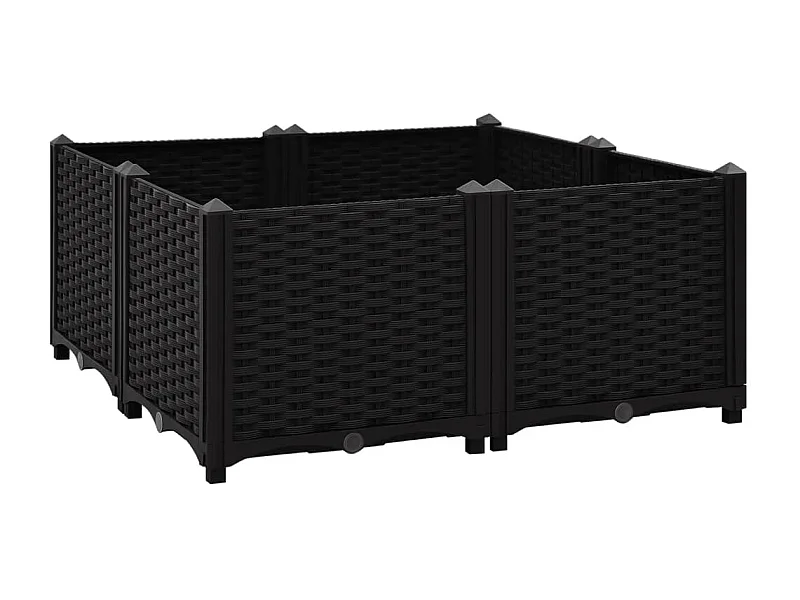 Macetero elevado plantas flores jardín 80 x 80 x 38 cm polipropileno negro 02_0000959