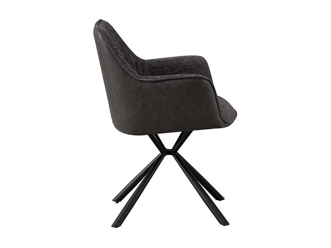 Chaise LUCIA – Bouclé Gris & Dos PU Gris clair – H82.5 × L62 × P63 cm – Style design