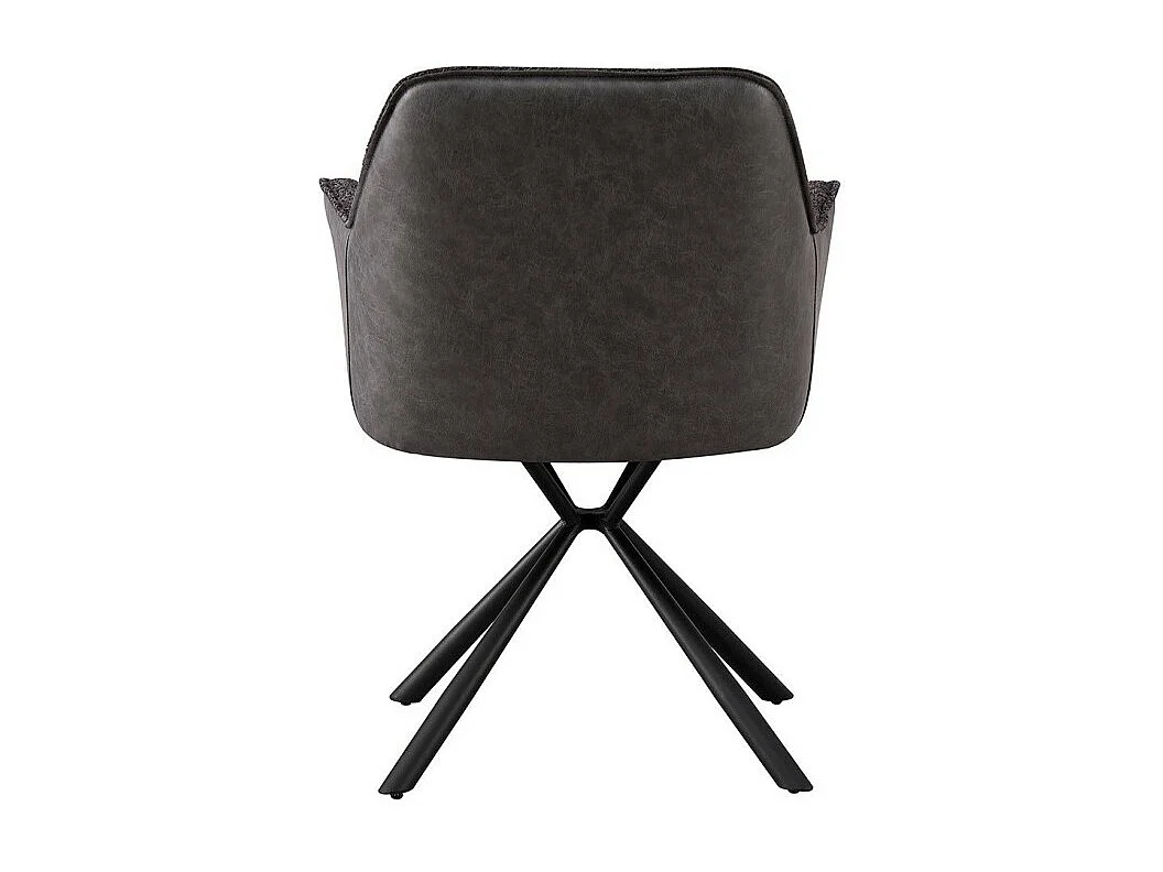 Chaise LUCIA – Bouclé Gris & Dos PU Gris clair – H82.5 × L62 × P63 cm – Style design