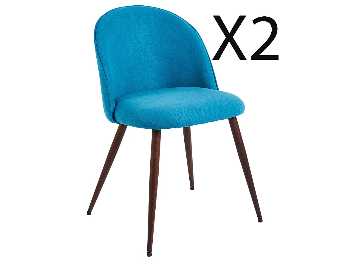 Lot de 2 chaises de salle à manger bleu marine, pieds coloris bois de chêne foncé