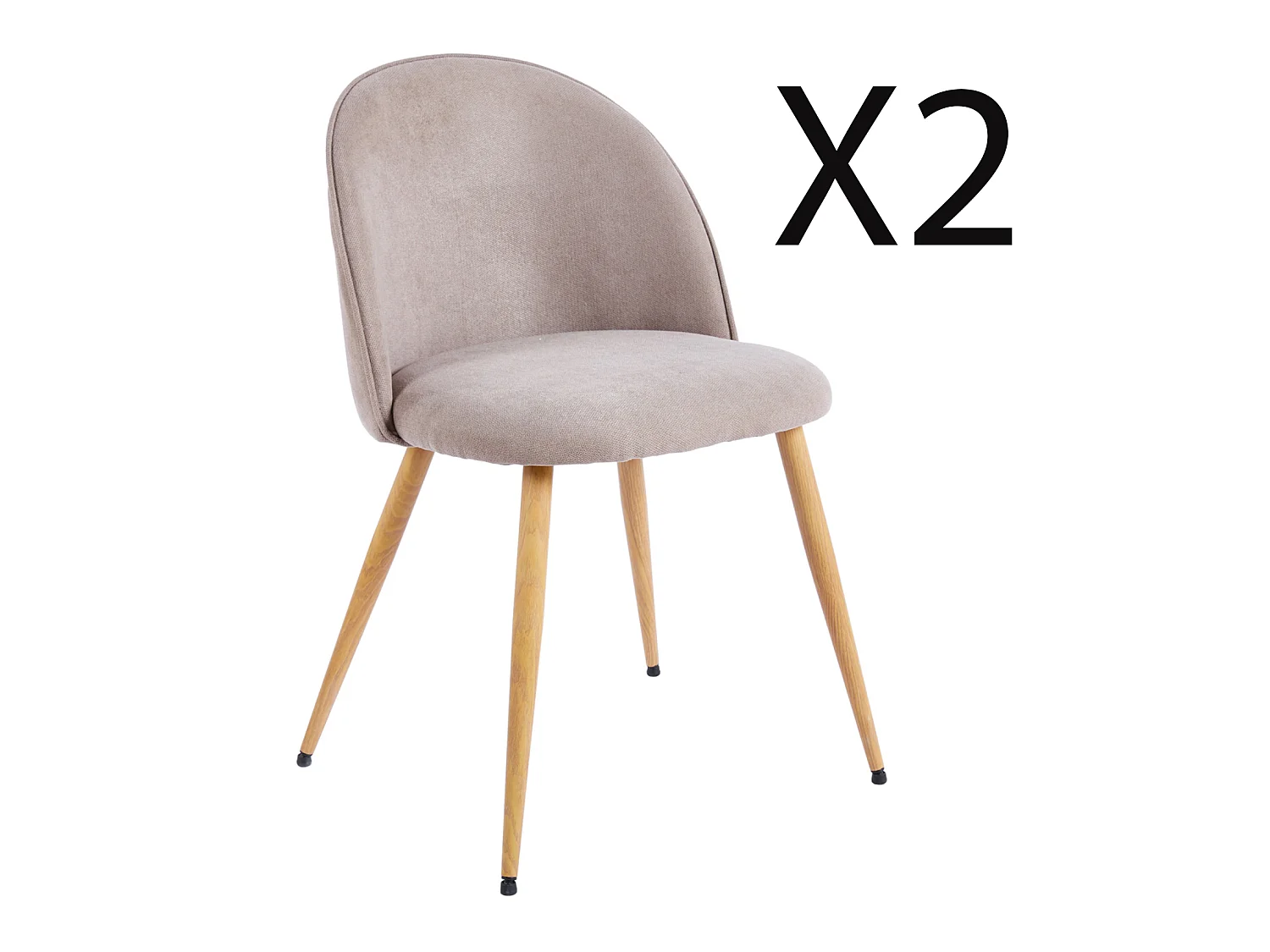 Lot de 2 chaises de salle à manger coloris beige , pieds coloris bois de chêne