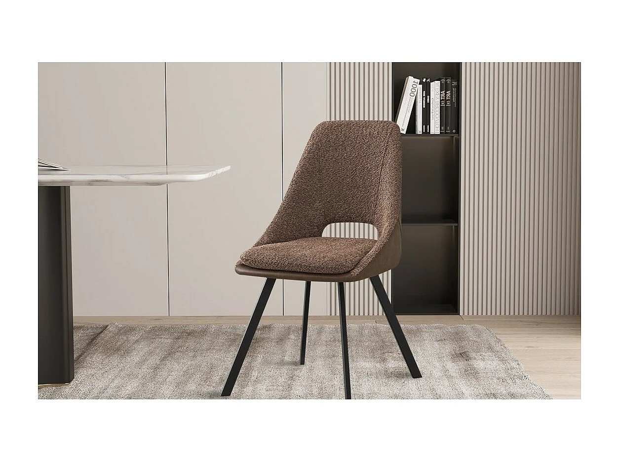 Chaise revêtement Bouclé pour salle à manger coloris Sable. Collection FILOU