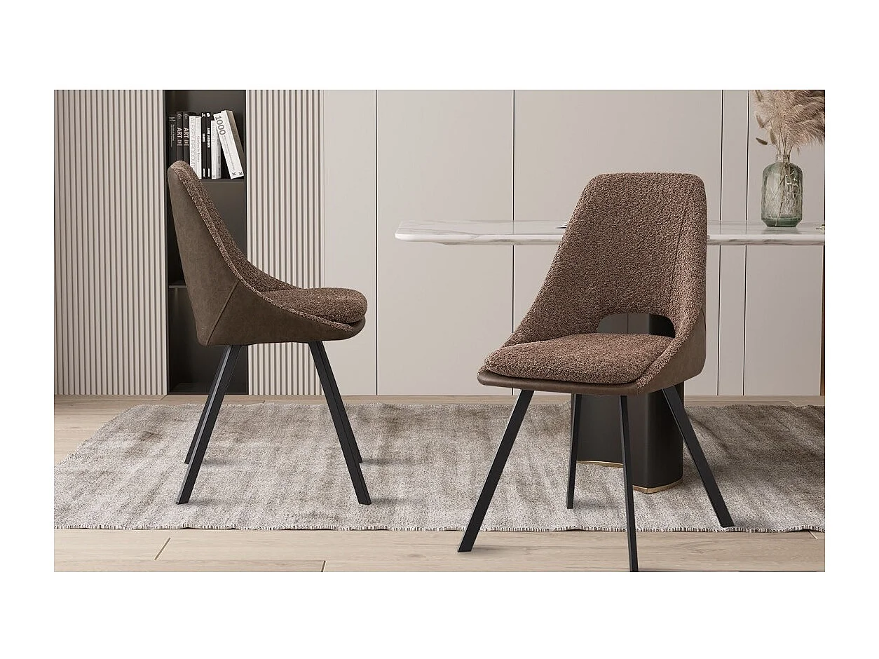 Chaise revêtement Bouclé pour salle à manger coloris Sable. Collection FILOU