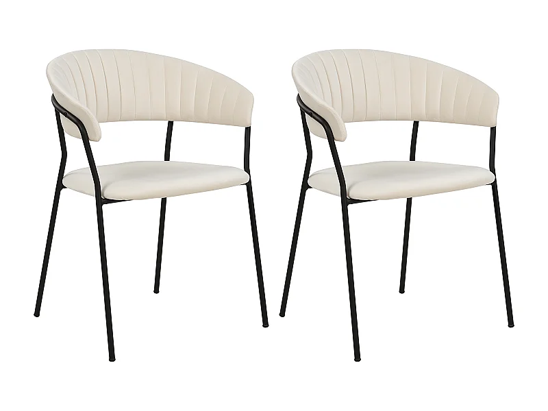 Lot de 2 chaises de salle à manger MARIPOSA Velours Blanc cassé