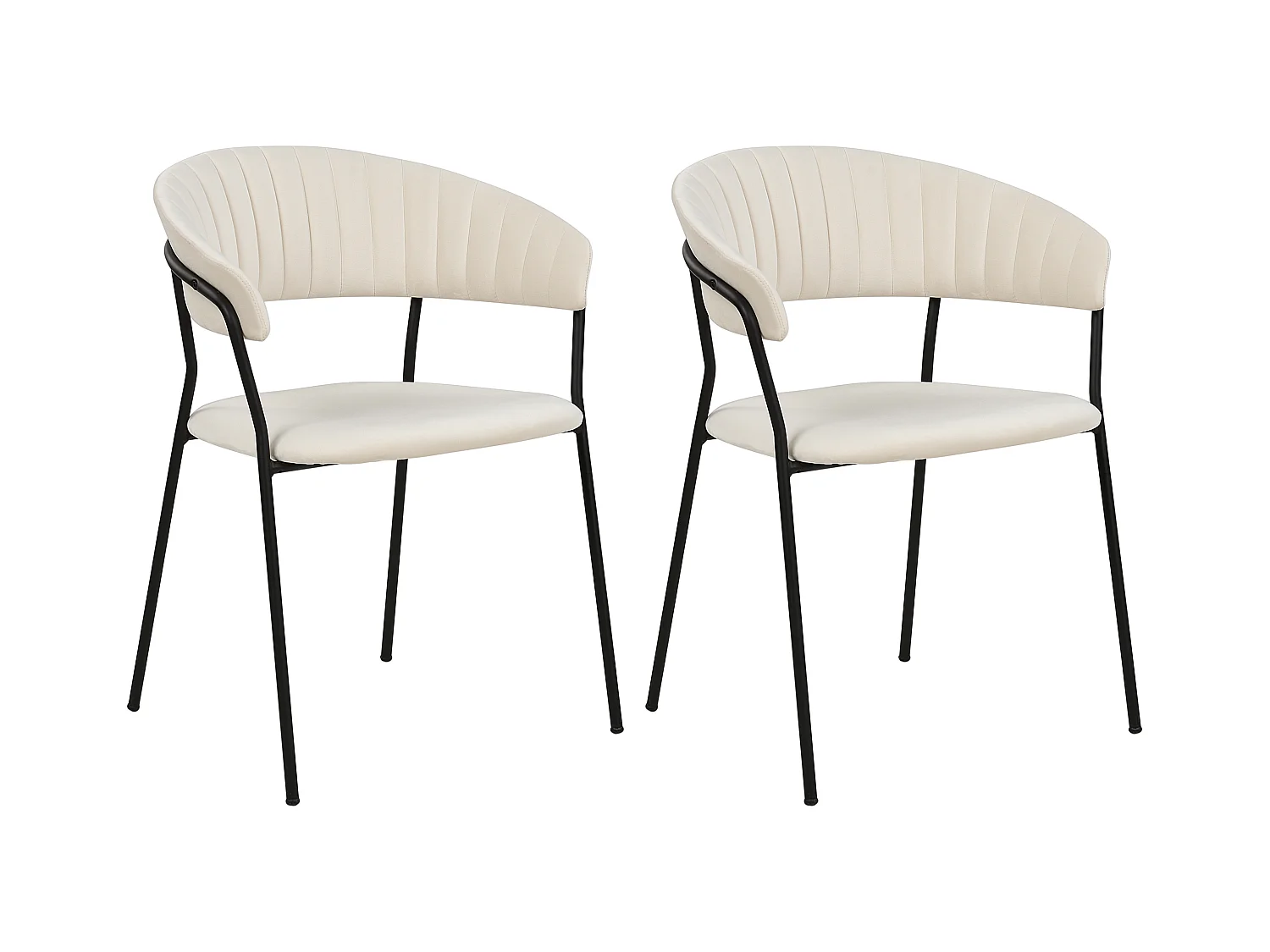 Lot de 2 chaises de salle à manger MARIPOSA Velours Blanc cassé