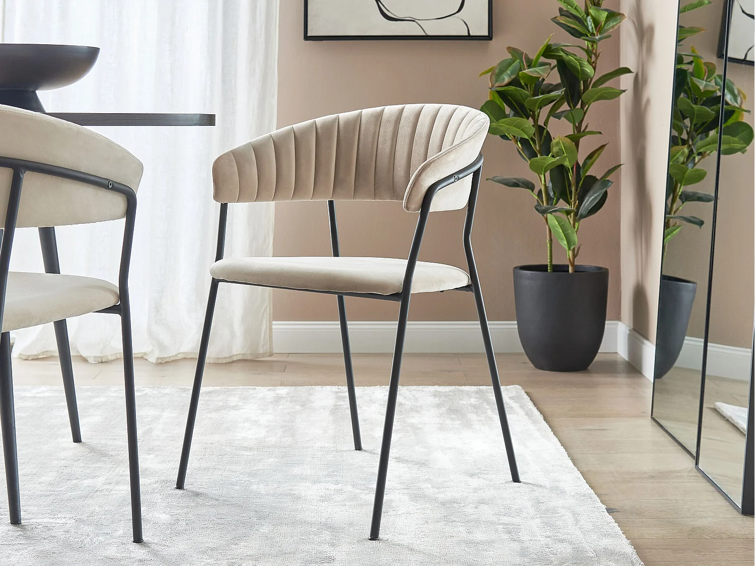 Zestaw 2 krzeseł do jadalni MARIPOSA Welur Beżowoszary