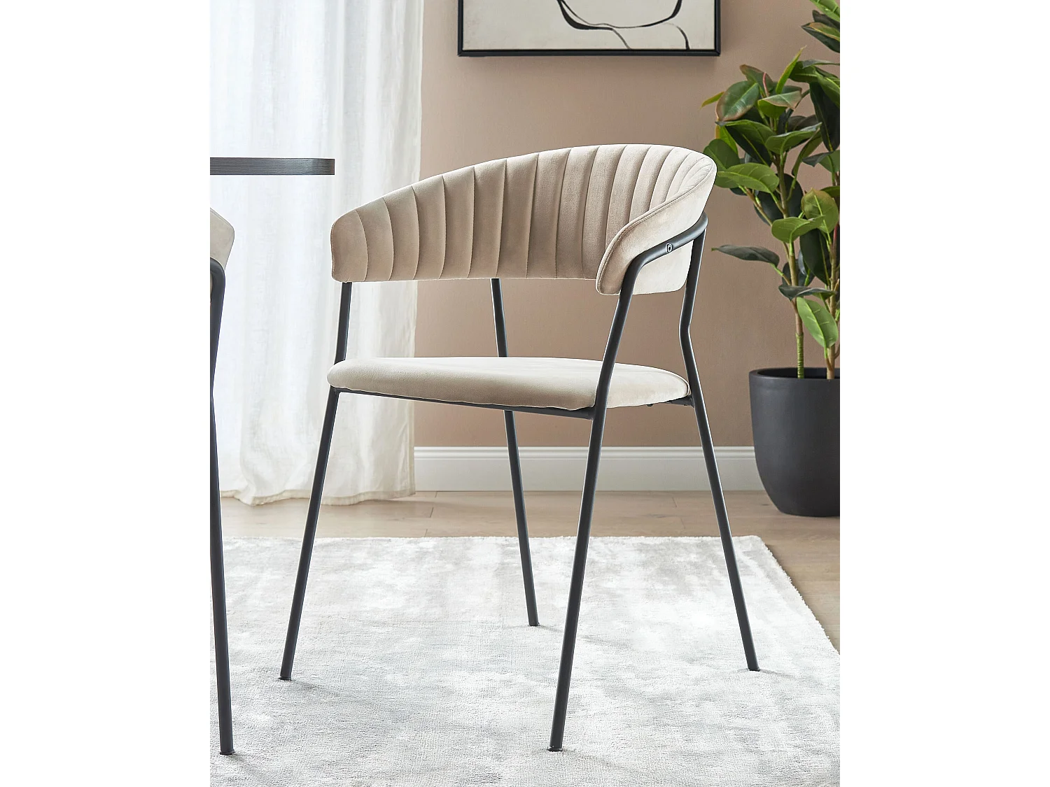 Lot de 2 chaises de salle à manger MARIPOSA Velours Taupe
