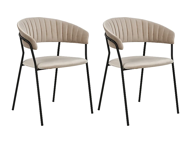 Lot de 2 chaises de salle à manger MARIPOSA Velours Taupe