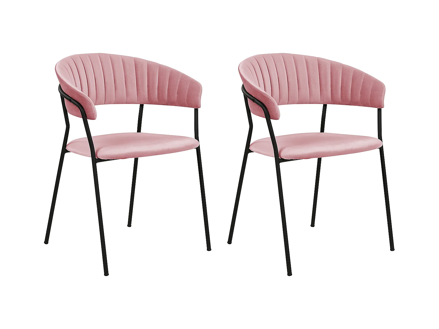 Lot de 2 chaises de salle à manger MARIPOSA Velours Rose