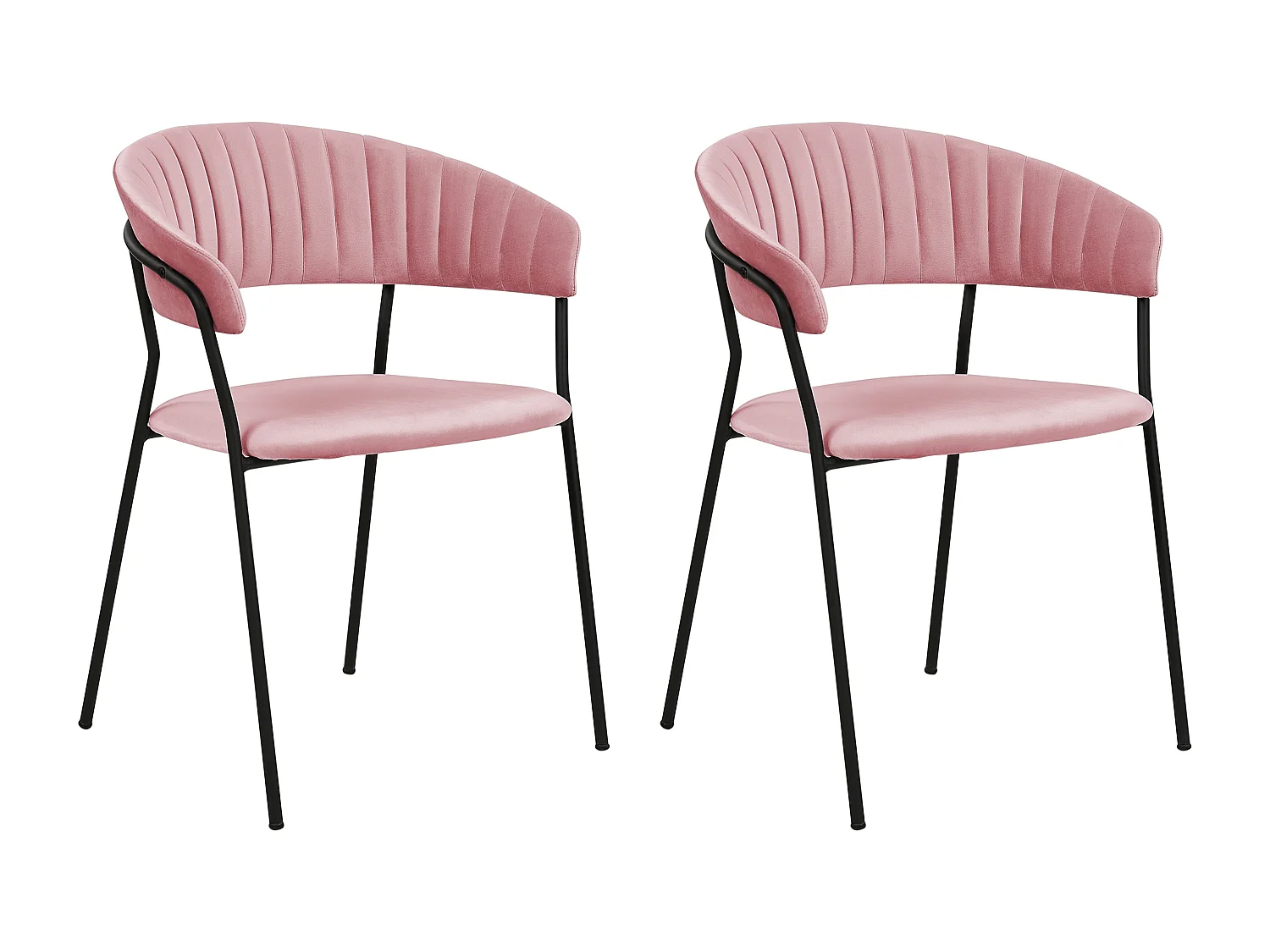 Lot de 2 chaises de salle à manger MARIPOSA Velours Rose