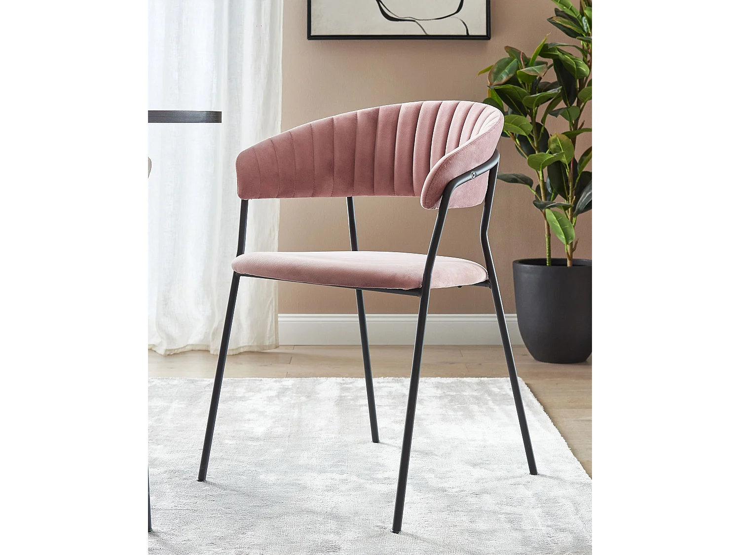 Lot de 2 chaises de salle à manger MARIPOSA Velours Rose