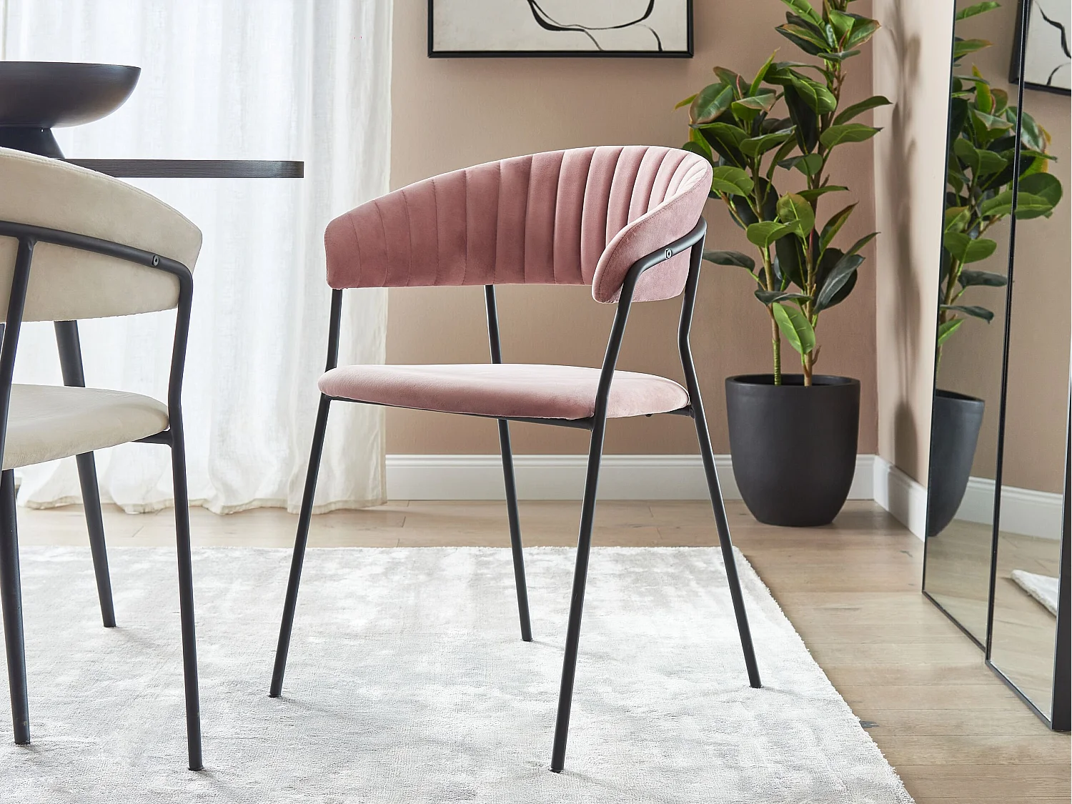 Set di 2 sedie da pranzo MARIPOSA Velluto Rosa
