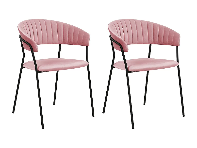 Lot de 2 chaises de salle à manger MARIPOSA Velours Rose