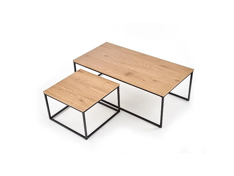 Set de 2 tables basses - chêne doré/Noir