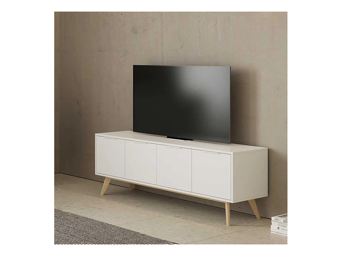 Meuble TV 4 portes Blanc - UNIVERSITE