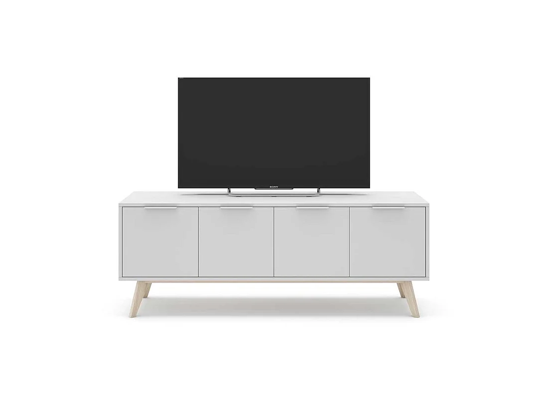 Meuble TV 4 portes Blanc - UNIVERSITE