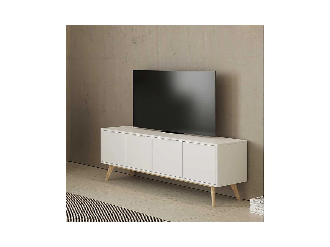 Meuble TV 4 portes Blanc - UNIVERSITE