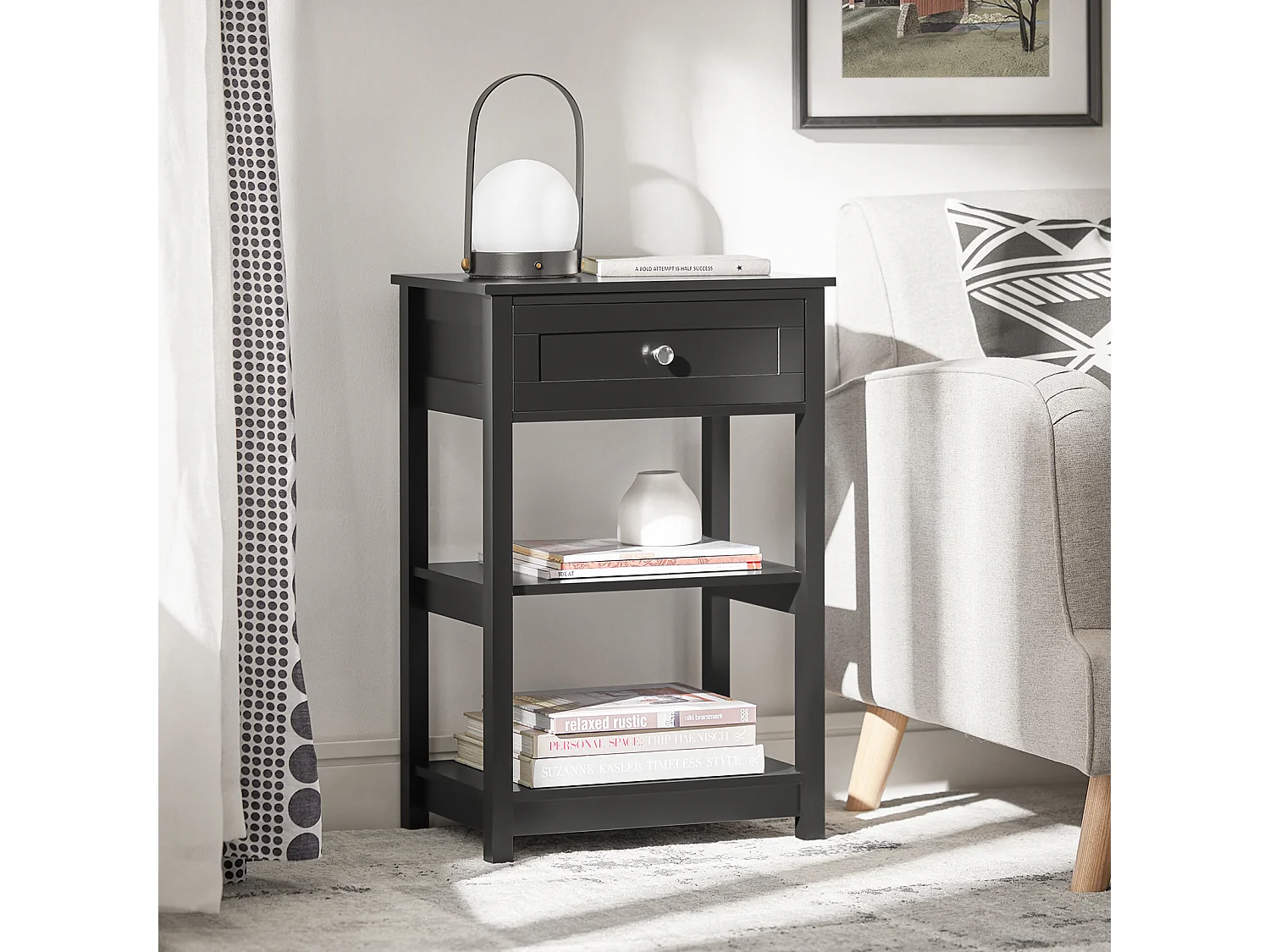 SoBuy comodino, conjunto de 2 criados-mudos, Conjunto de 2 mesas de cabeceira FBT46-SCH