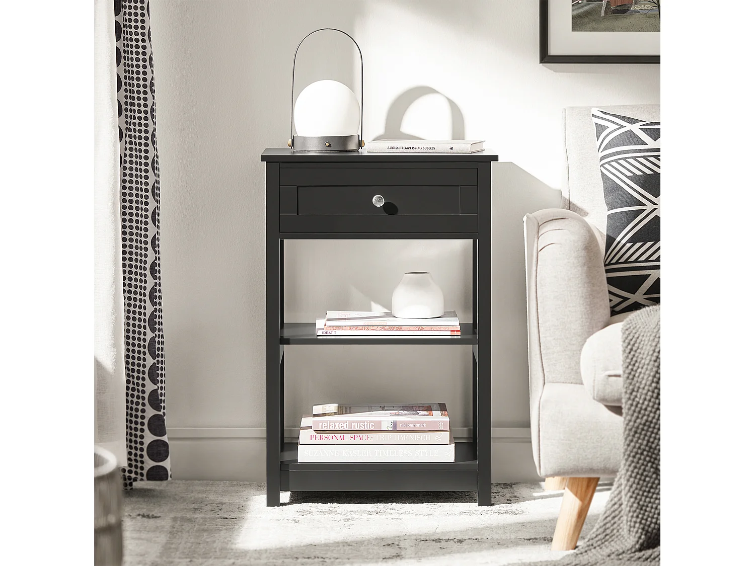 SoBuy comodino, conjunto de 2 criados-mudos, Conjunto de 2 mesas de cabeceira FBT46-SCH