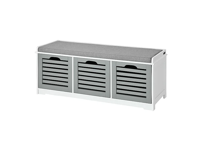 SoBuy  Scarpiera da ingresso Panchina con Cuscino e Cestini 3 Cestini Grigio FSR23-HG
