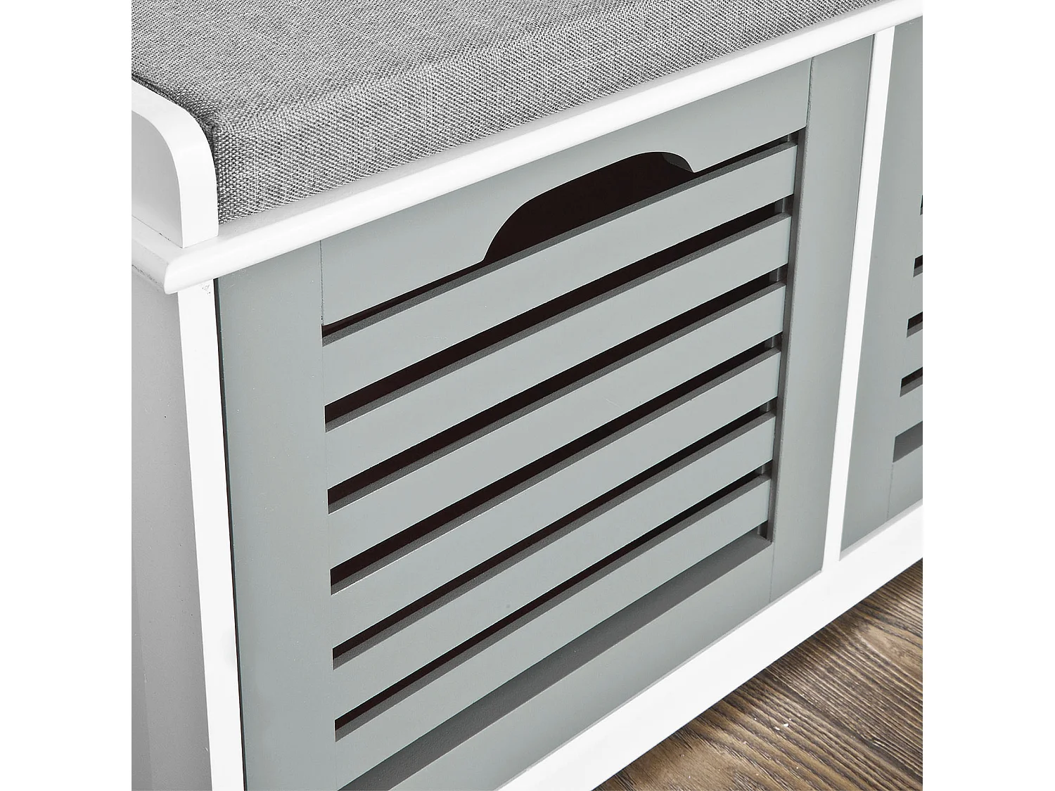 SoBuy  Scarpiera da ingresso Panchina con Cuscino e Cestini 3 Cestini Grigio FSR23-HG