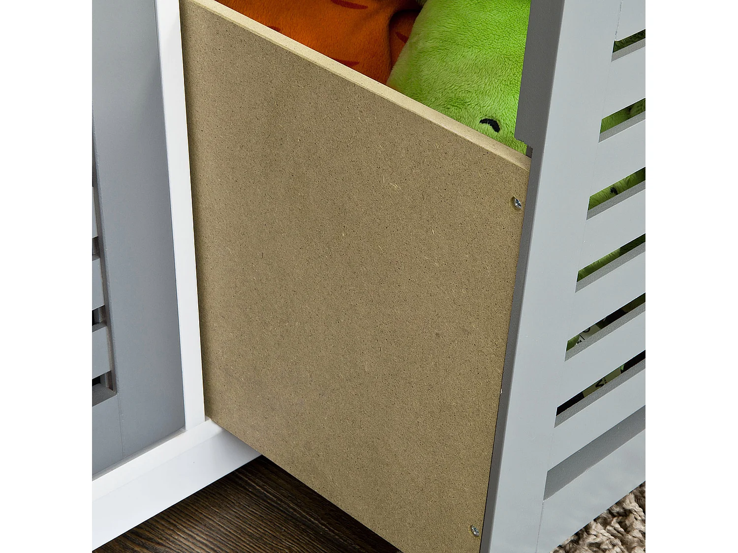 SoBuy  Scarpiera da ingresso Panchina con Cuscino e Cestini 3 Cestini Grigio FSR23-HG