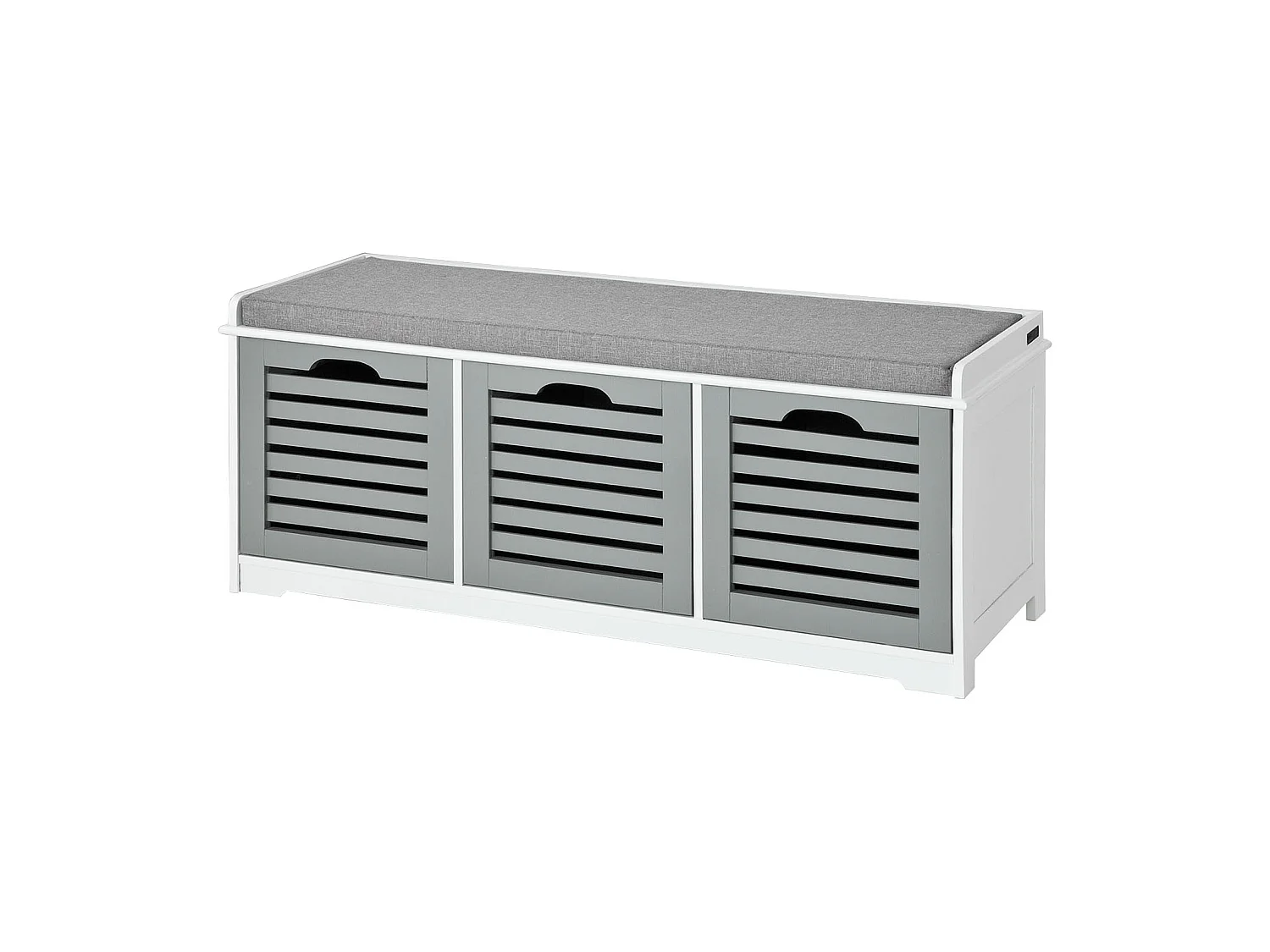 SoBuy  Scarpiera da ingresso Panchina con Cuscino e Cestini 3 Cestini Grigio FSR23-HG