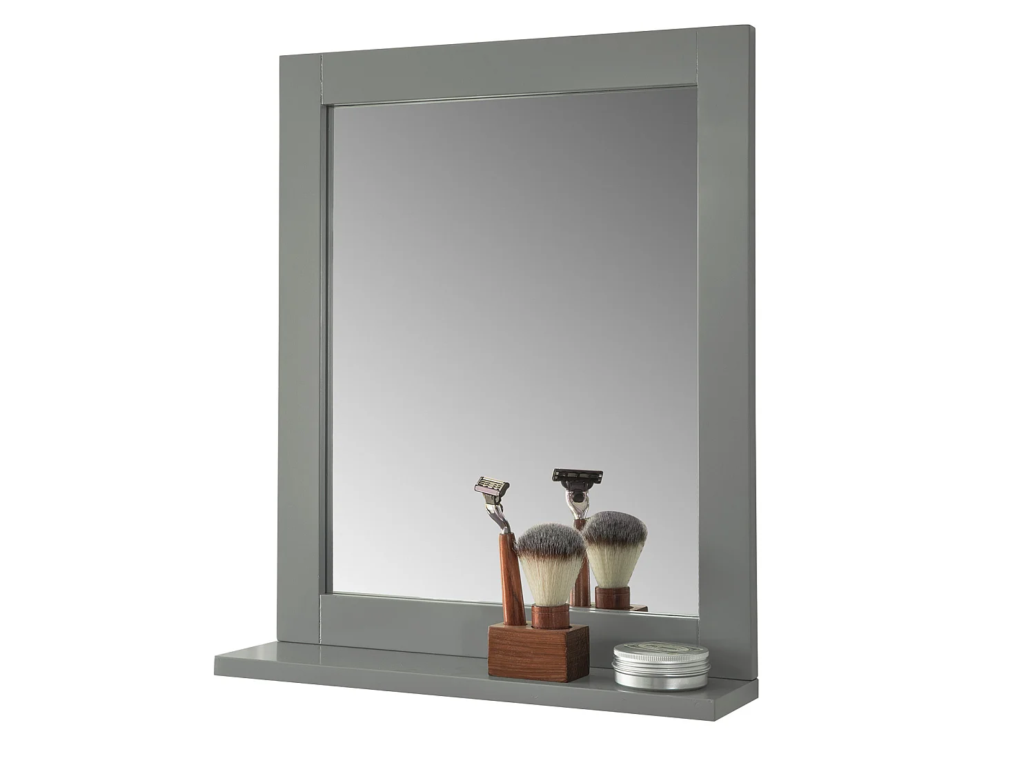 SoBuy Specchio Bagno Specchio Da Parete Mensola Bagno Bianco A Muro Grigio Scuro FRG129-SG