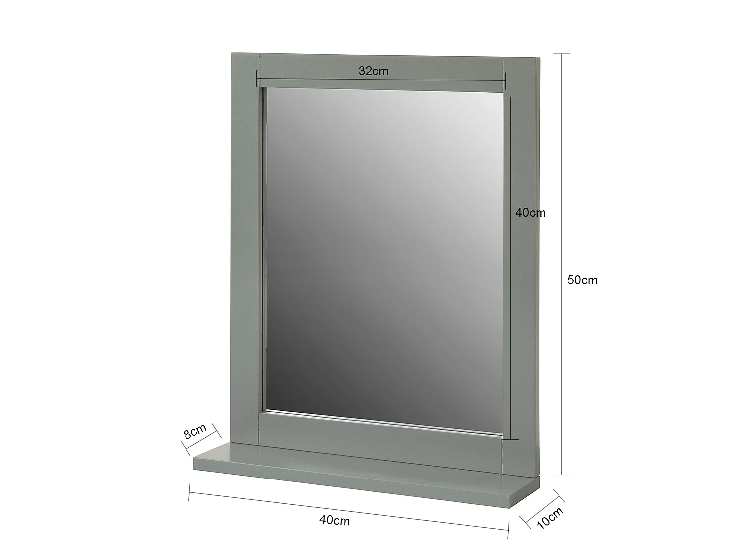 SoBuy Specchio Bagno Specchio Da Parete Mensola Bagno Bianco A Muro Grigio Scuro FRG129-SG