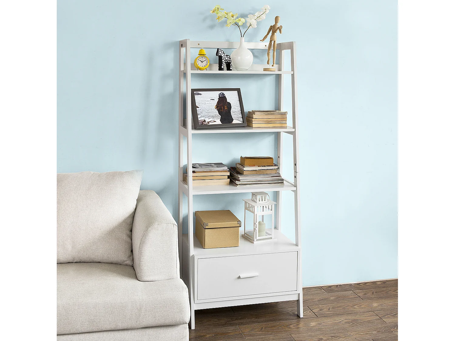 Estantería en Escalera de Madera, Estanterías Librerias, Estanterias de Diseño, FRG116-W SoBuy ES