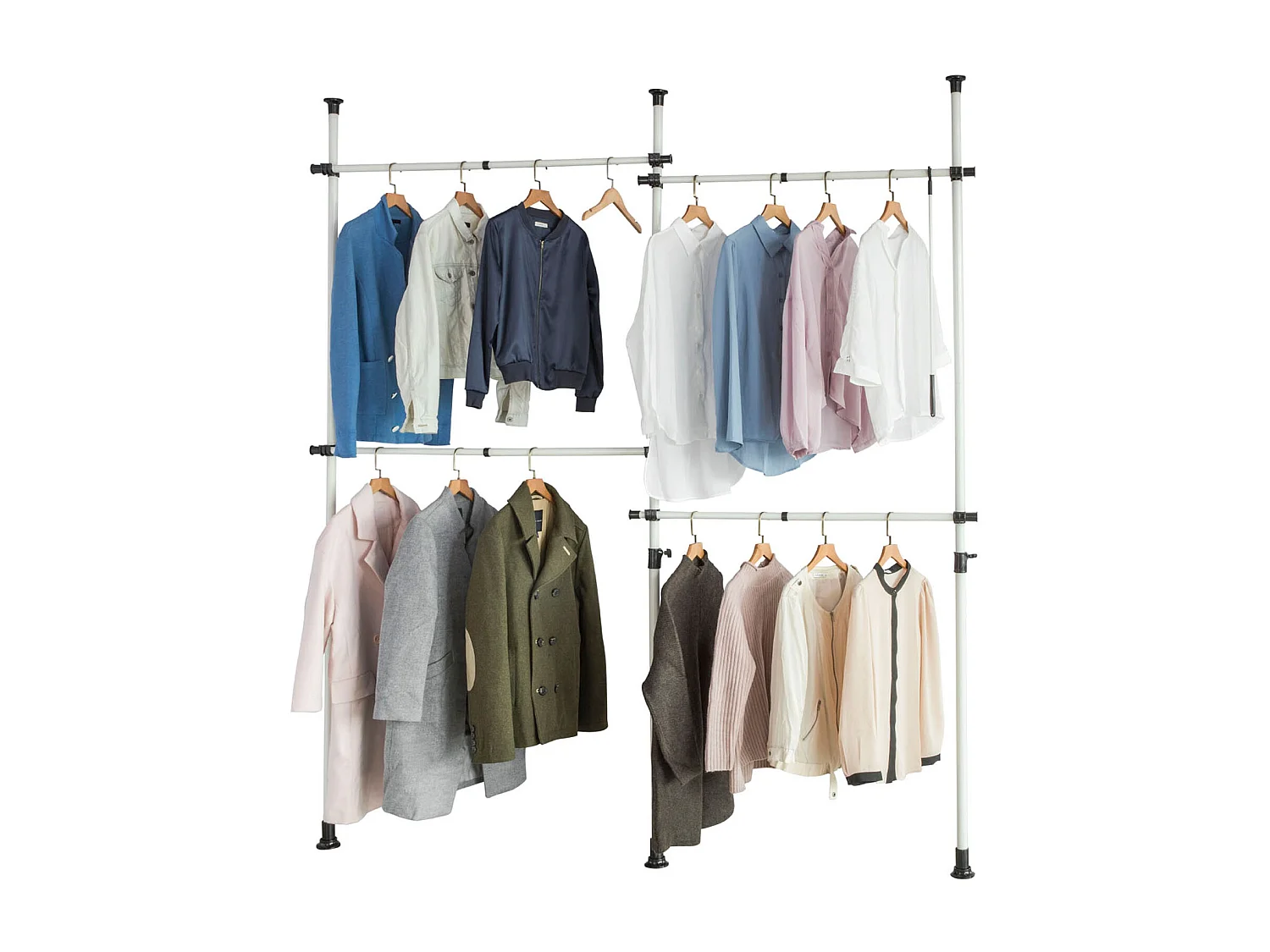 SoBuy Cabina Armadio Guardaroba componibile, Altezza e Lunghezza Regolabile Altezza :138-235cm Bianco KLS03-W