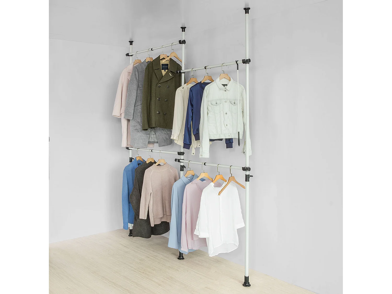 SoBuy Cabina Armadio Guardaroba componibile, Altezza e Lunghezza Regolabile Altezza :138-235cm Bianco KLS03-W