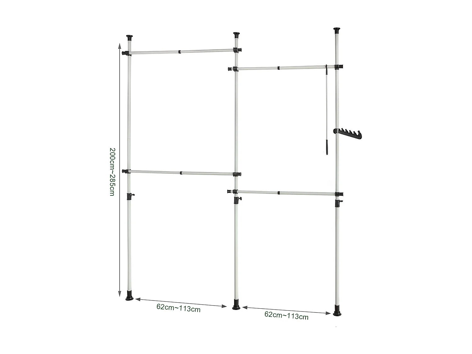 SoBuy Cabina Armadio Guardaroba componibile, Altezza e Lunghezza Regolabile Altezza :138-235cm Bianco KLS03-W