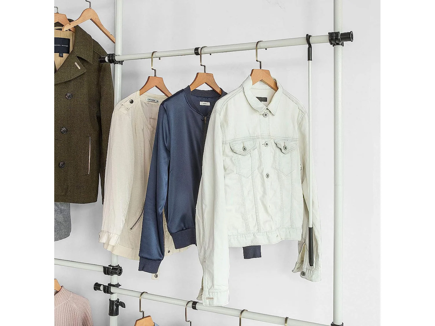 SoBuy Cabina Armadio Guardaroba componibile, Altezza e Lunghezza Regolabile Altezza :138-235cm Bianco KLS03-W