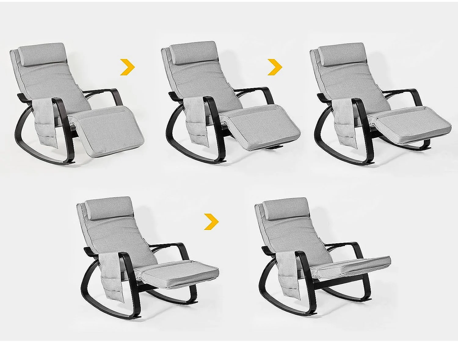 Schaukelstuhl FST20-HG 66 x 92 x 80 cm Grau