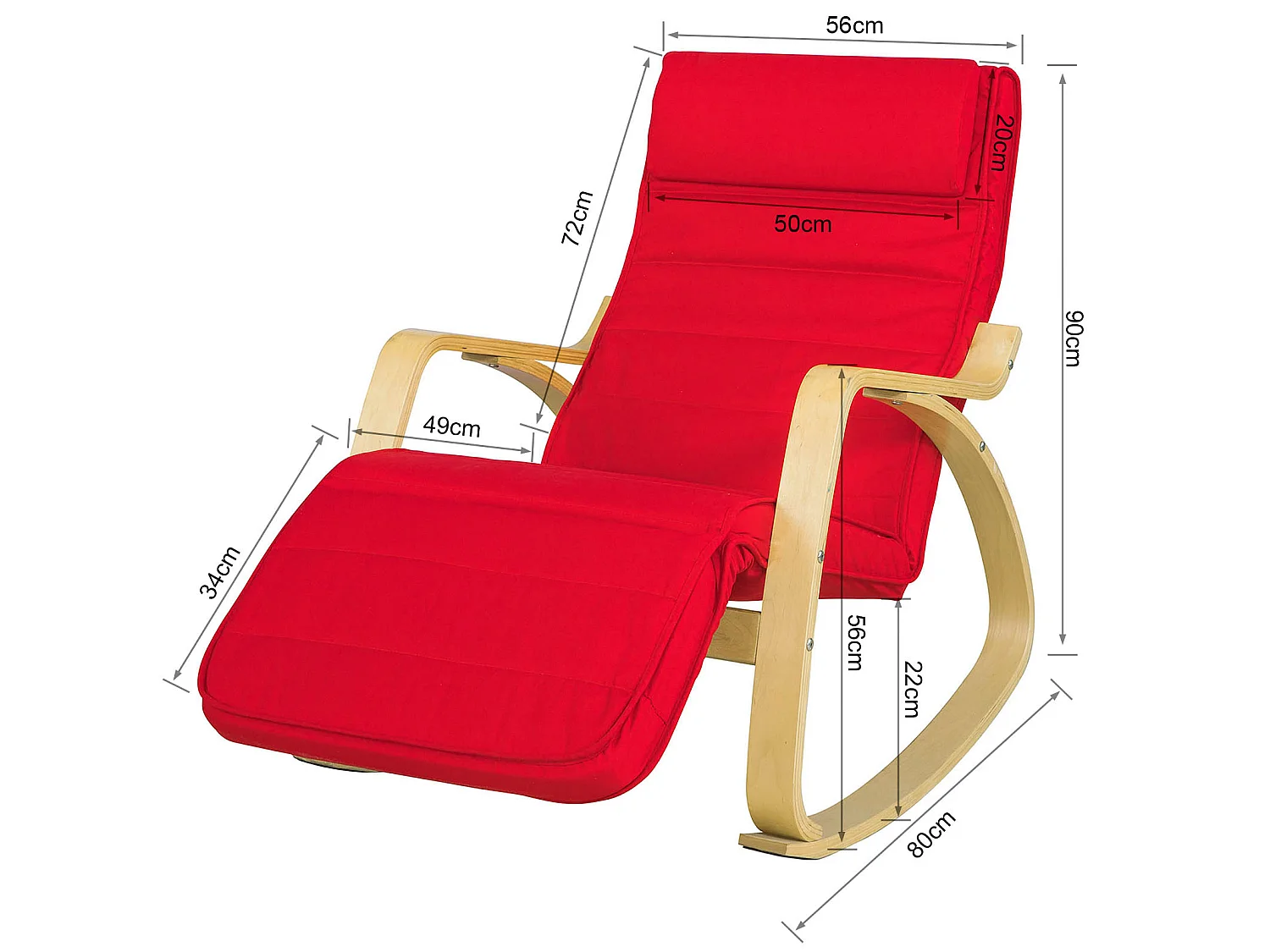 Poltrona Girevole Regolabile Meuble Cosy – Sedia Relax Con Schienale Imbottito, Rosso