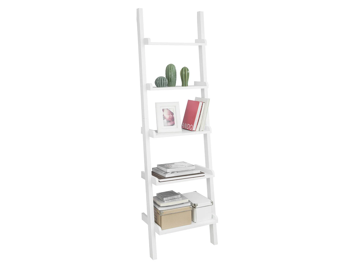 SoBuy Scaffale a scala,Librerie, Scaffale da angolo Bianco FRG17-W