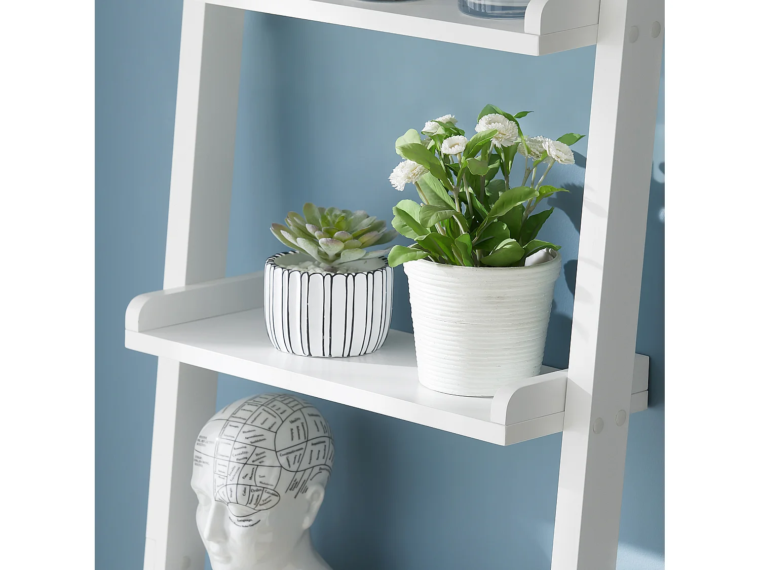 SoBuy Scaffale a scala,Librerie, Scaffale da angolo Bianco FRG17-W