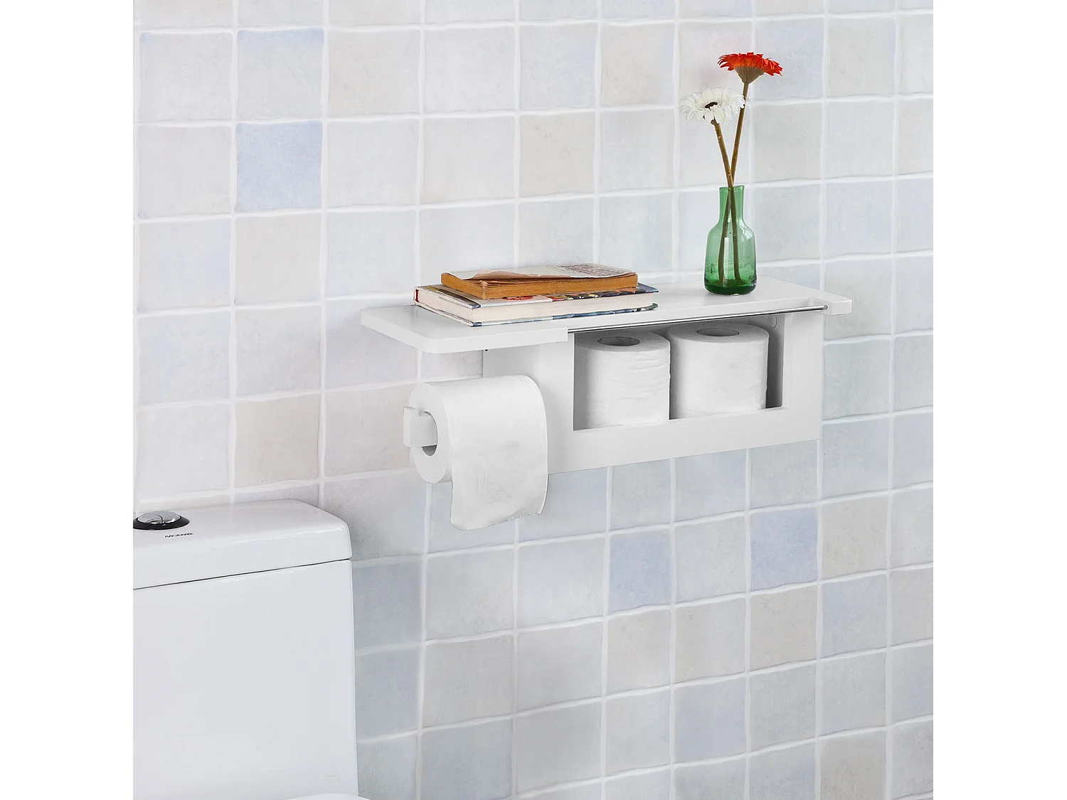 Portarrollos Papel Higiénico con Almacenamiento Teléfono Móvil Estante de Almacenamiento  FRG175-W SoBuy ES