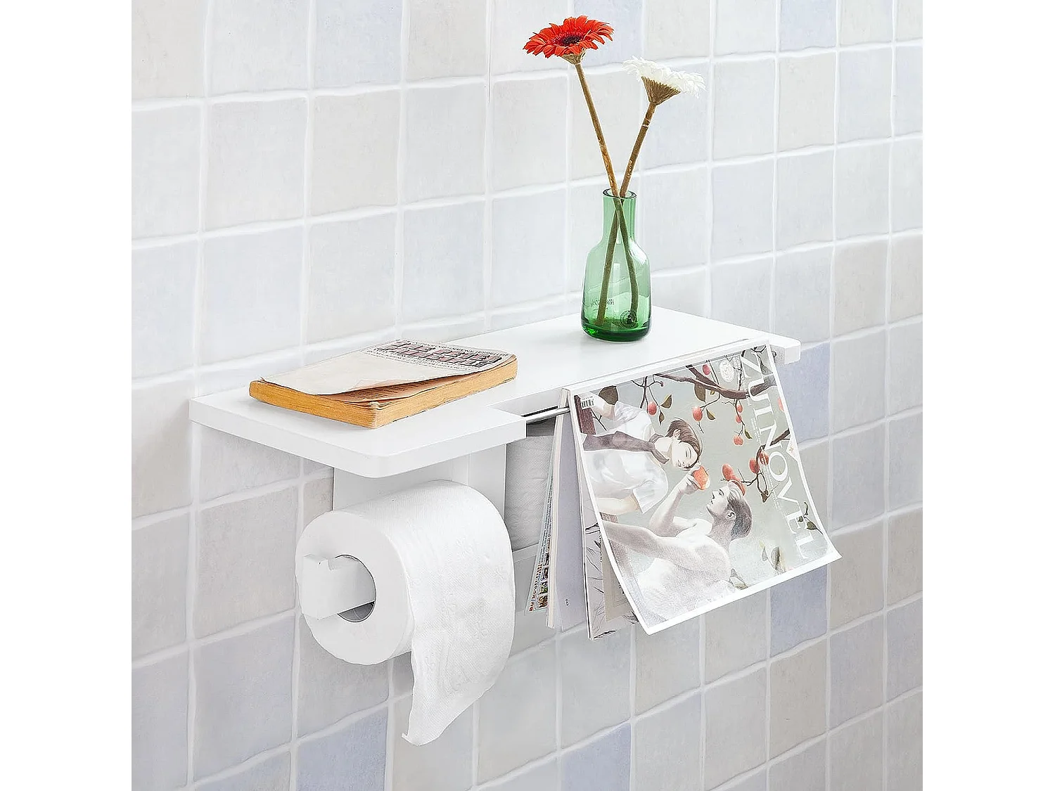 Portarrollos Papel Higiénico con Almacenamiento Teléfono Móvil Estante de Almacenamiento  FRG175-W SoBuy ES