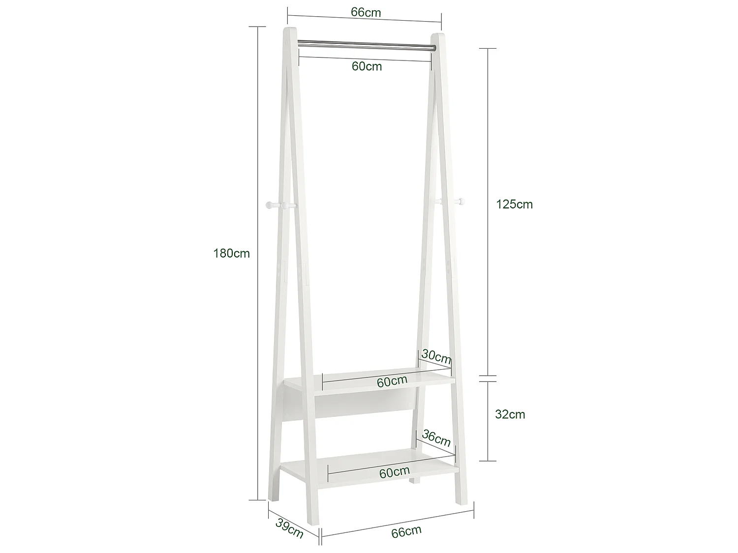 SoBuy guardaroba, appendiabiti con due ripiani colore: bianco FRG59-W